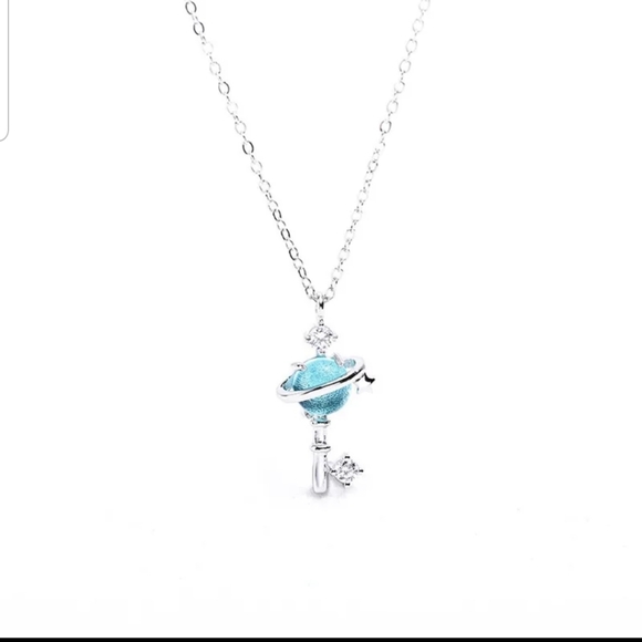 Silver Key water drop longsterling silver necklace - Picture 2 of 8